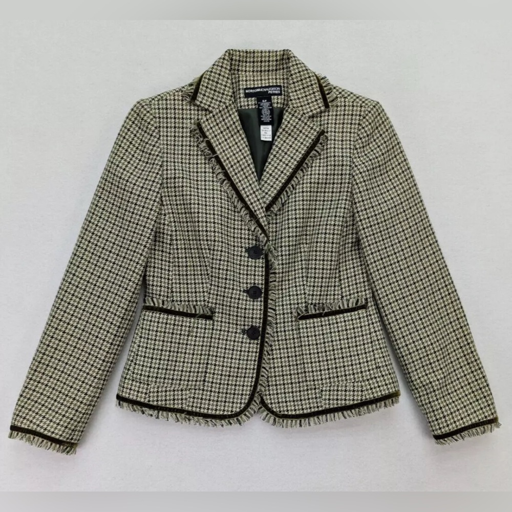 Norton McNaughton Black and White Blazer with Notched Lapels
